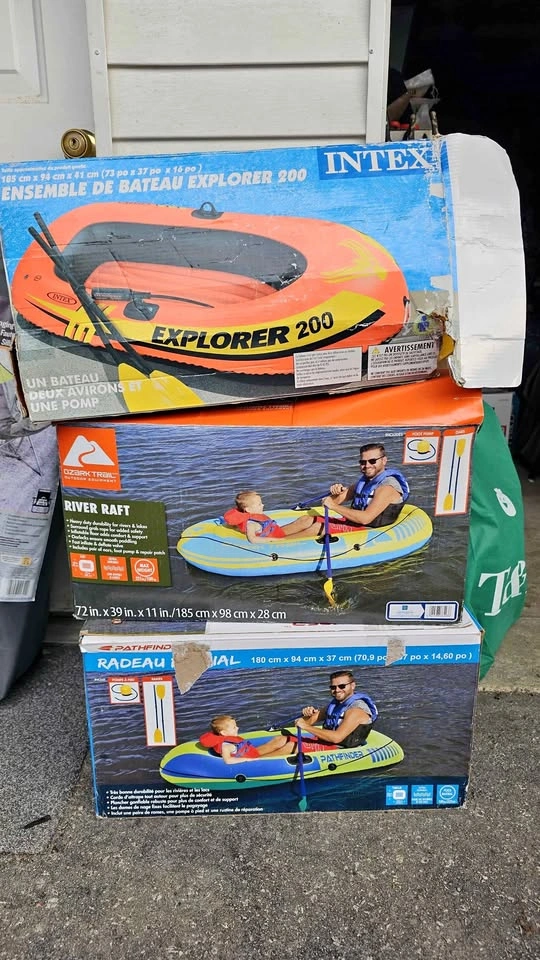 Intex, Ozark Trail, and Pathfinder Inflatable River Rafts