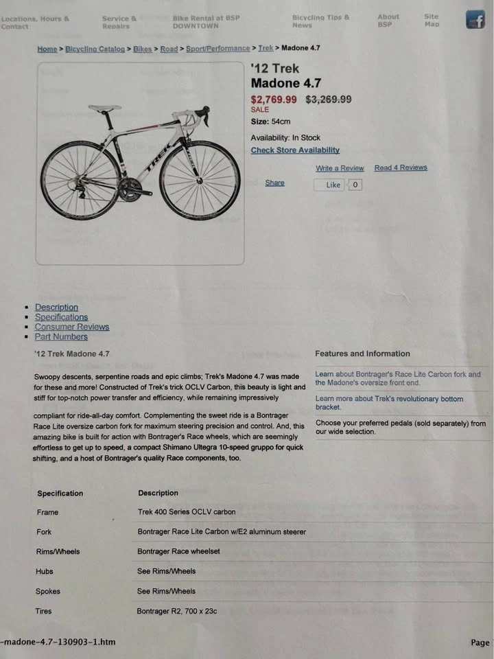 Trek Madone 4.7 carbon road bike - photo 2
