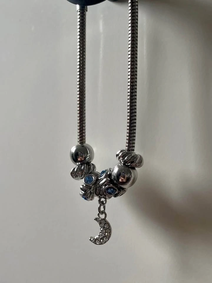 Silver Charm Bracelet- Half Moon Charm - photo 4