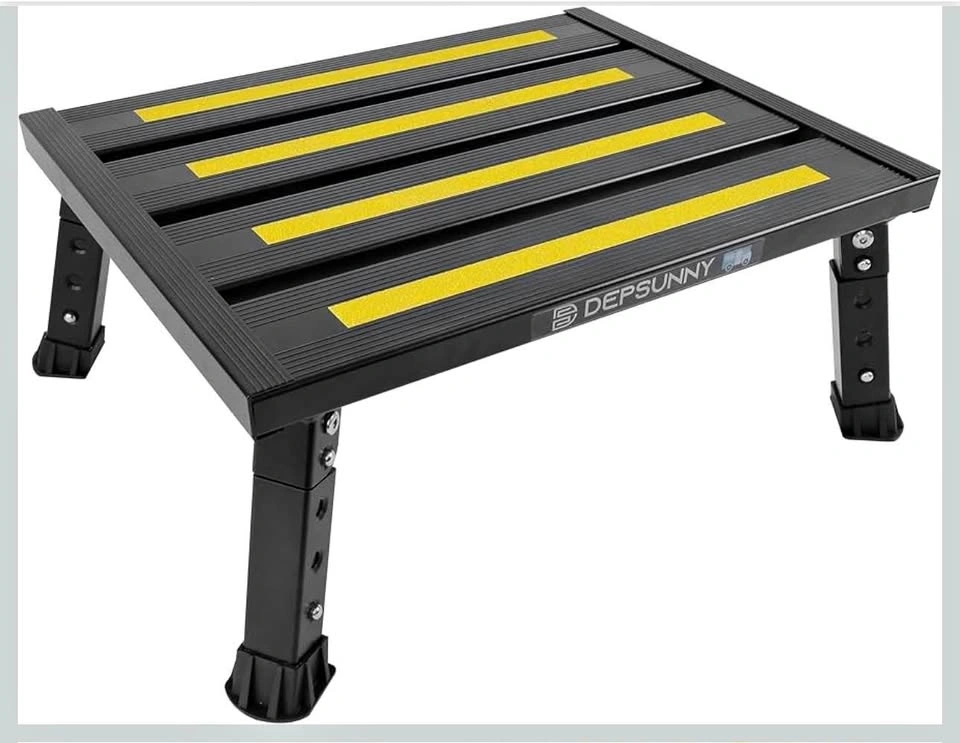 Adjustable Height Aluminum RV Step Stool, 1,000 lb Capacity