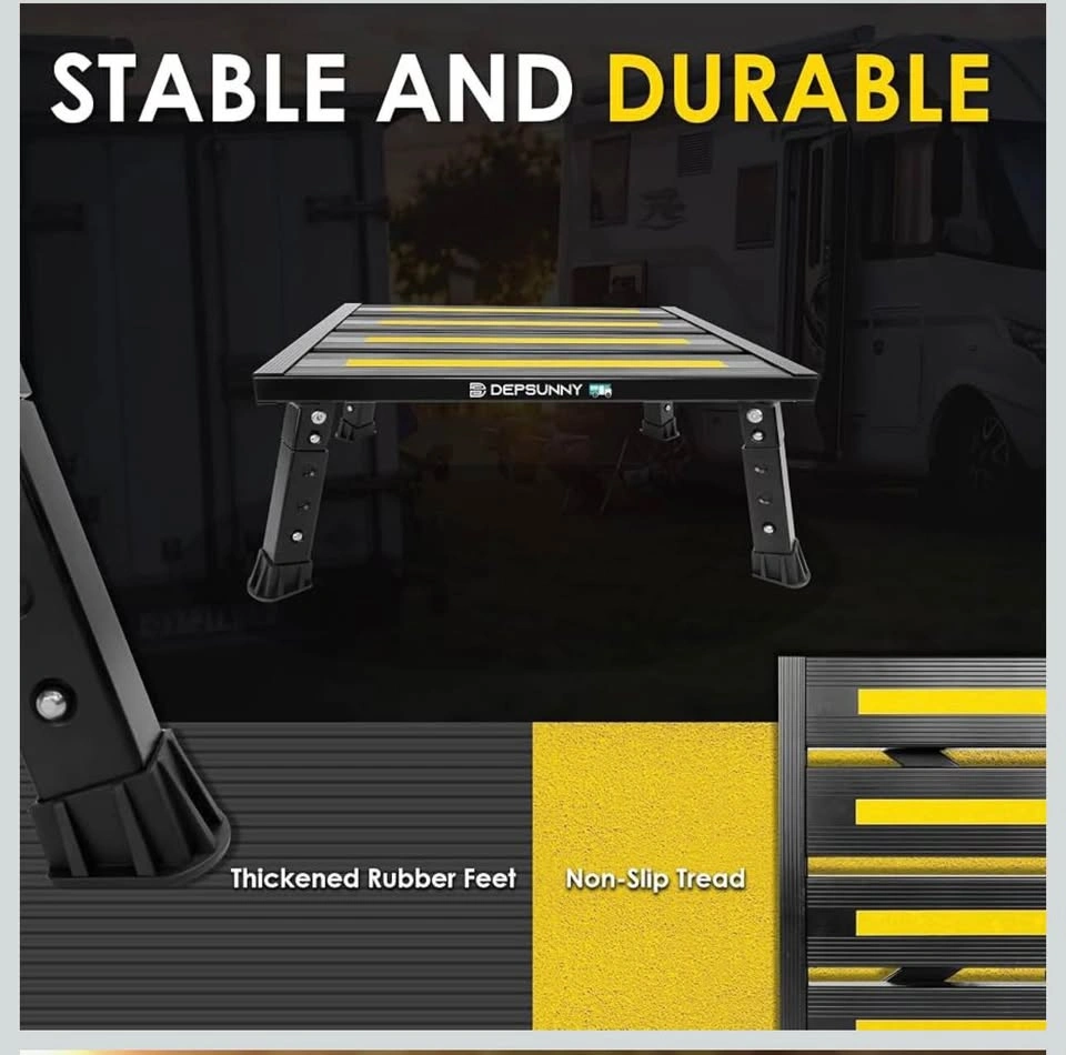 Adjustable Height Aluminum RV Step Stool, 1,000 lb Capacity - photo 4