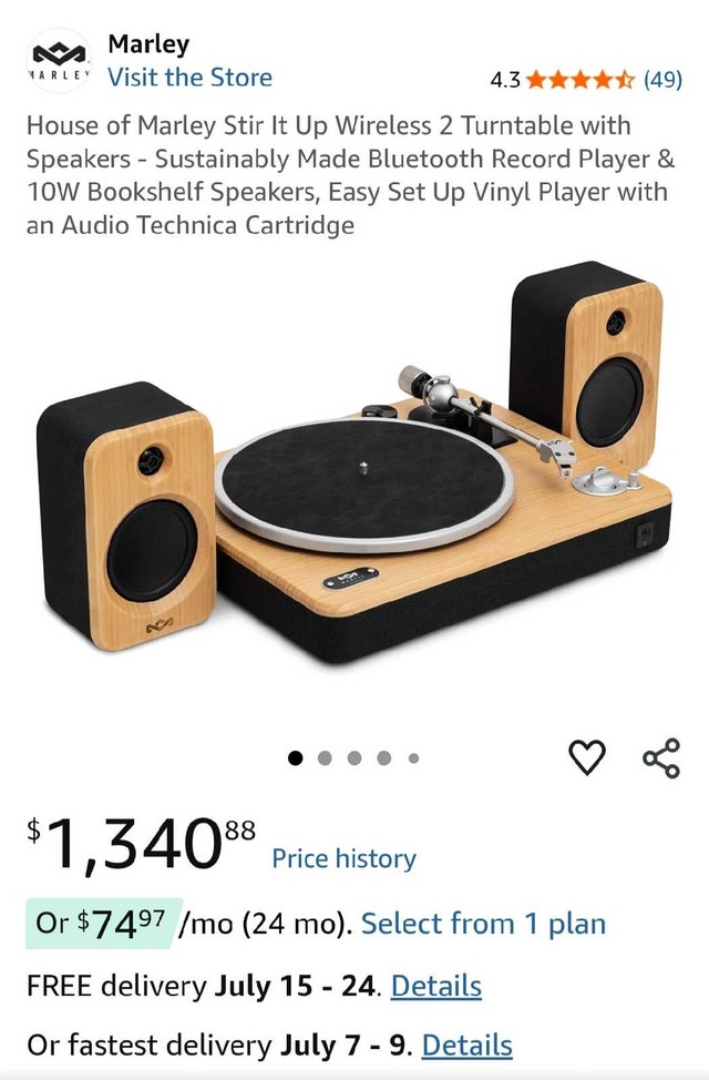 House of Marley Stir It Up Wireless 2+ Turntable with Speakers