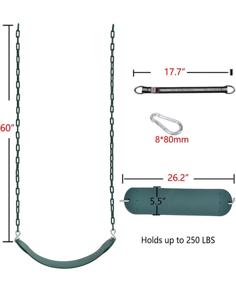 New Kids Swing Seat with Heavy-Duty Plastic-Coated Chains - photo 4