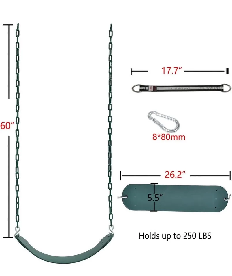 New Kids Swing Seat with Heavy-Duty Plastic-Coated Chains image indicator(4)