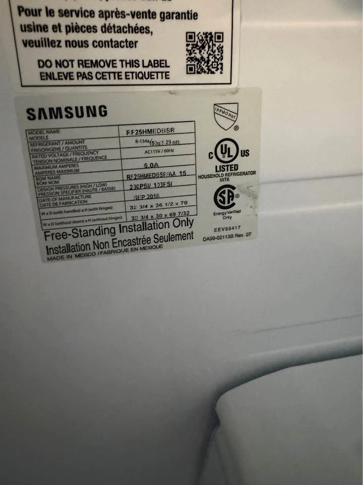 Samsung fridge 33 wide 4 doors silver - photo 5