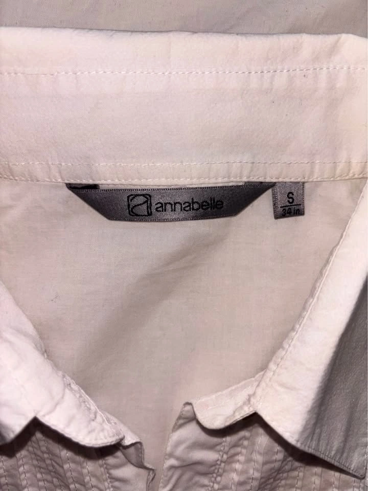 White Collared Short Sleeve Pleated Blouse - photo 3