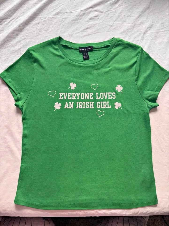 Everyone Loves An Irish Girl Green Graphic Tee