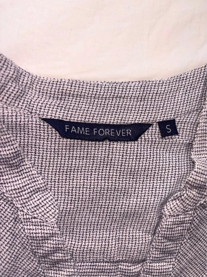 Fitted Grey Micro-Check Button-Up Blouse - photo 4