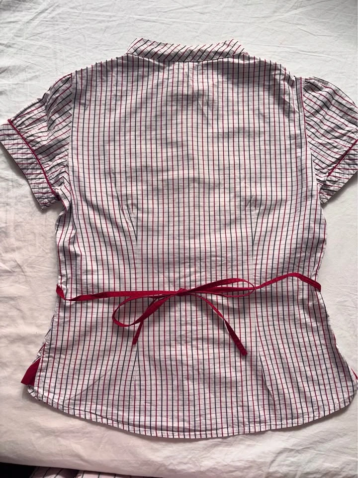 Vintage Red and White Windowpane/Checkered Blouse - photo 3
