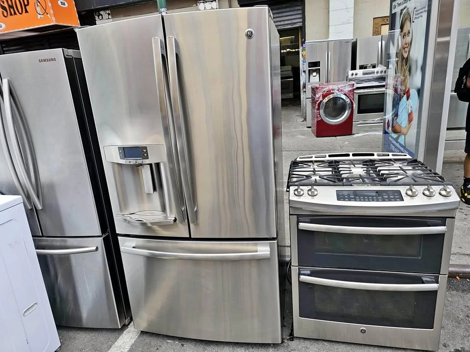 GE Fridge and Stove Set - 36" Fridge and 30" Double Oven Stove