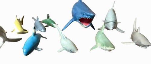 Lot of 9 Plastic Shark Toy Figures Ocean Animals Sea Life
