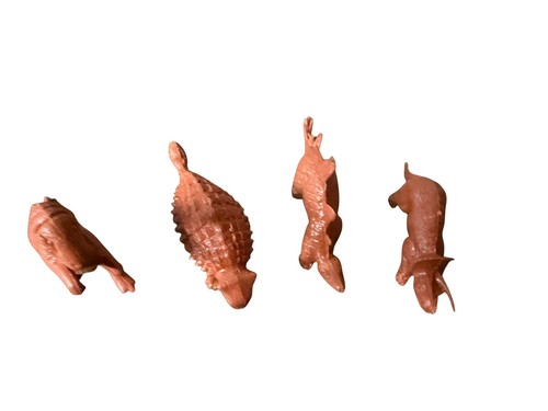 MPC Dinosaurs Red-Brown Plastic 1960s Vtg Prehistoric Figures