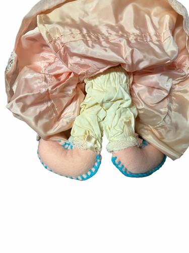 Handmade Cloth Rag Doll Yellow Yarn Hair Blue Embroidered Eyes - photo 3
