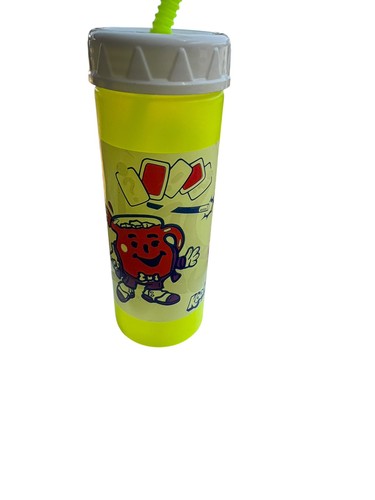 Vintage Neon Yellow Kool-Aid Tumbler 16 Oz with Lid Straw - photo 3