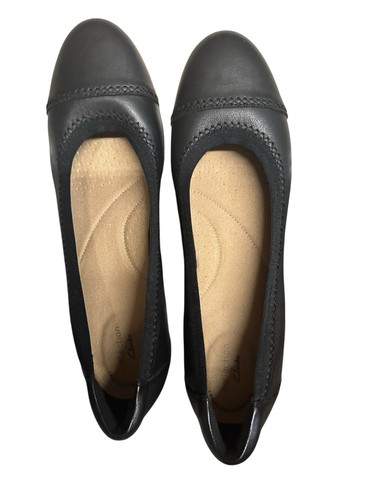 Clark's Collection Sara Bay Ballet Flats Women's 10 Black Leathe