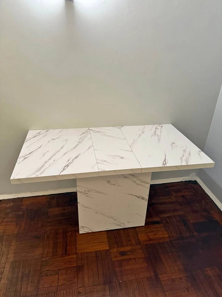 63 inch White Marble Modern Dinner Table for 6 people