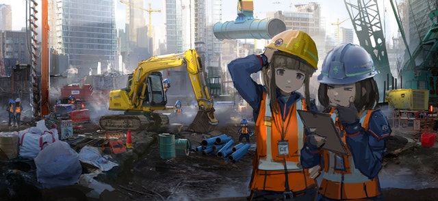 Construction Gear: Boots, Hardhat, Vests, Jacket, Gloves