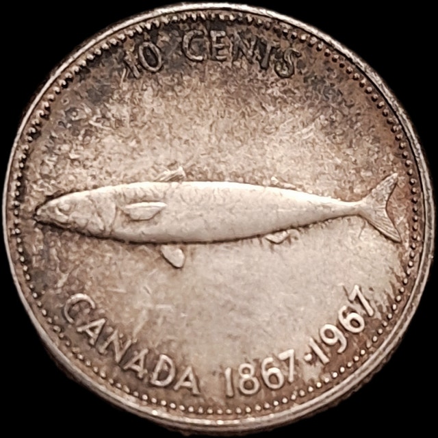 Solid Silver 1967 Canadian Centennial Dime