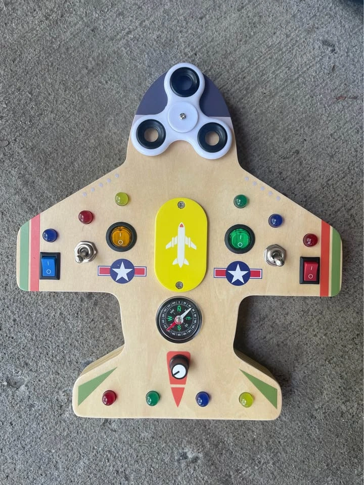 Montessori busy board / airplane / aircraft buttons / lights - photo 3