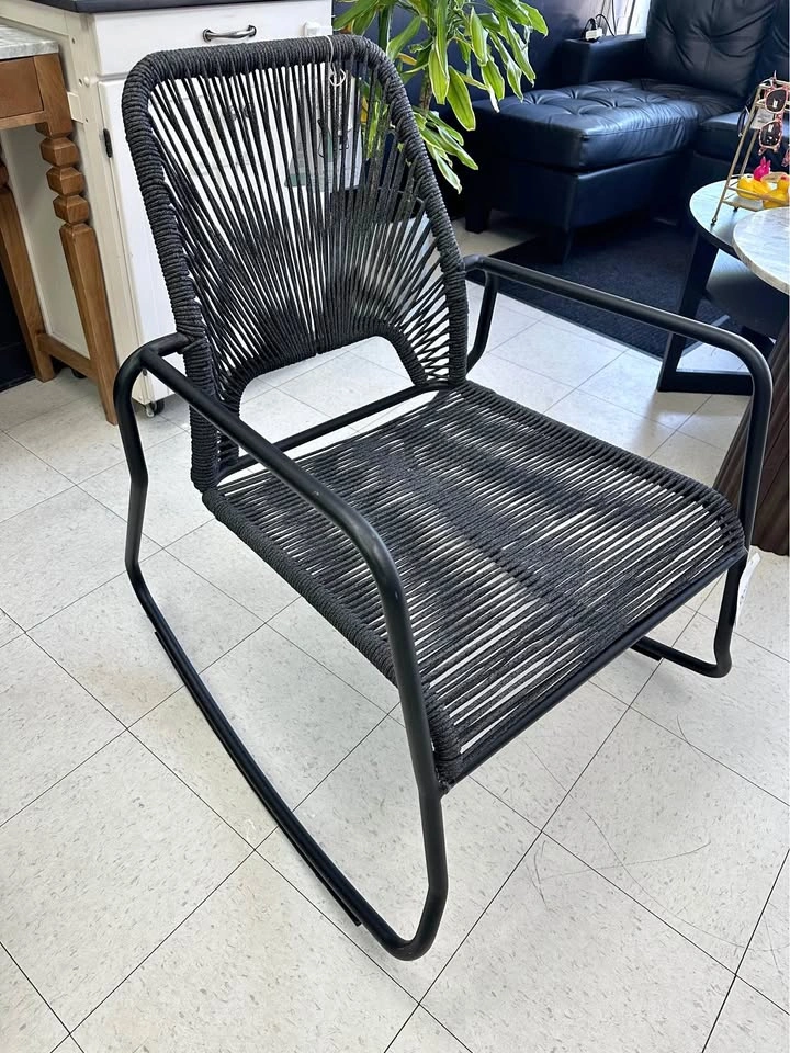 Black Woven Rope Rocking Chair