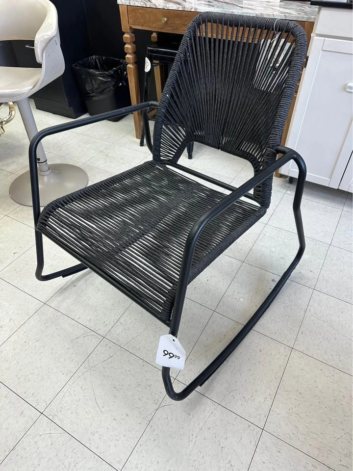Black Woven Rope Rocking Chair - photo 4