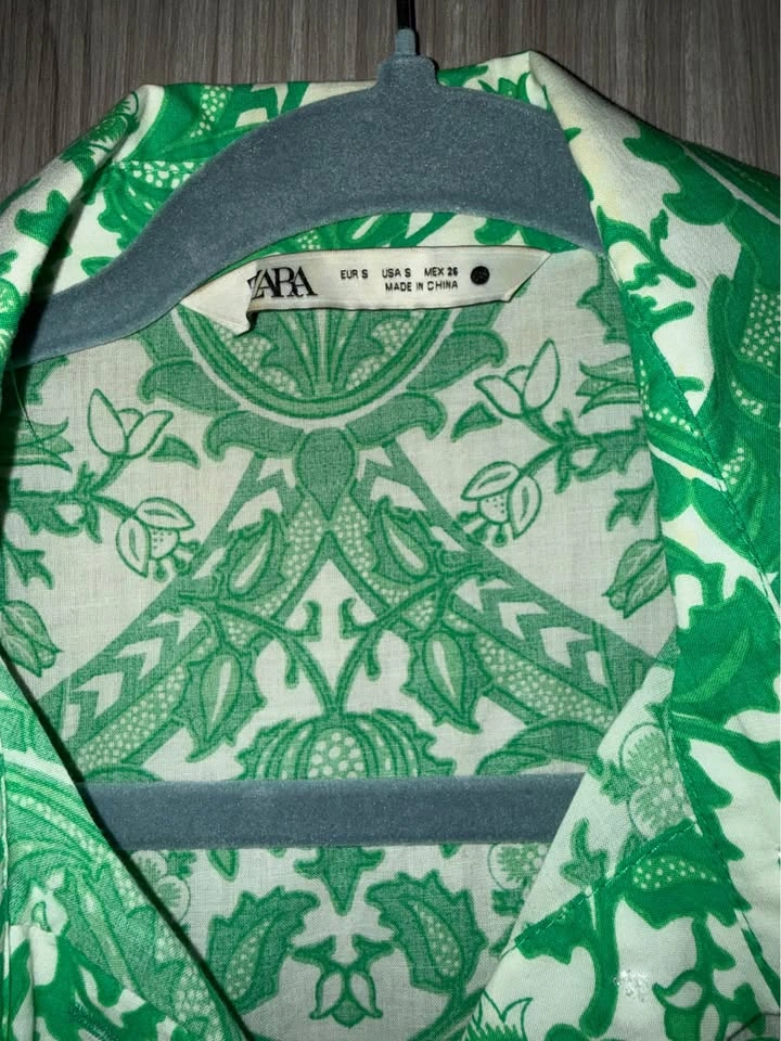 Zara Green Printed Shirt Dress - photo 2