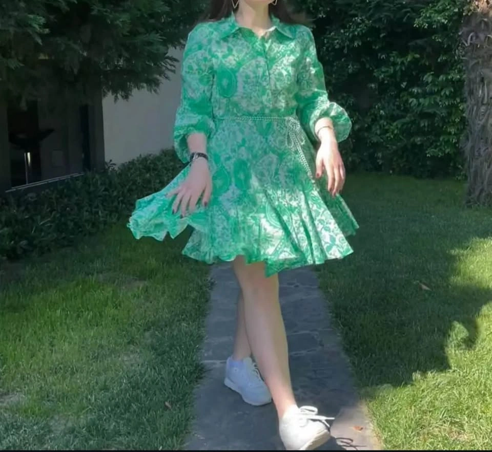 Zara Green Printed Shirt Dress - photo 3