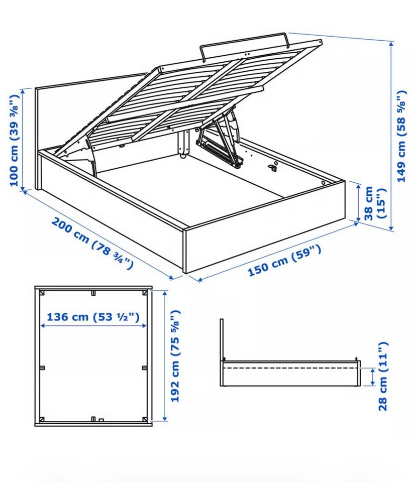 IKEA MALM White Double Ottoman Bed Frame - photo 2