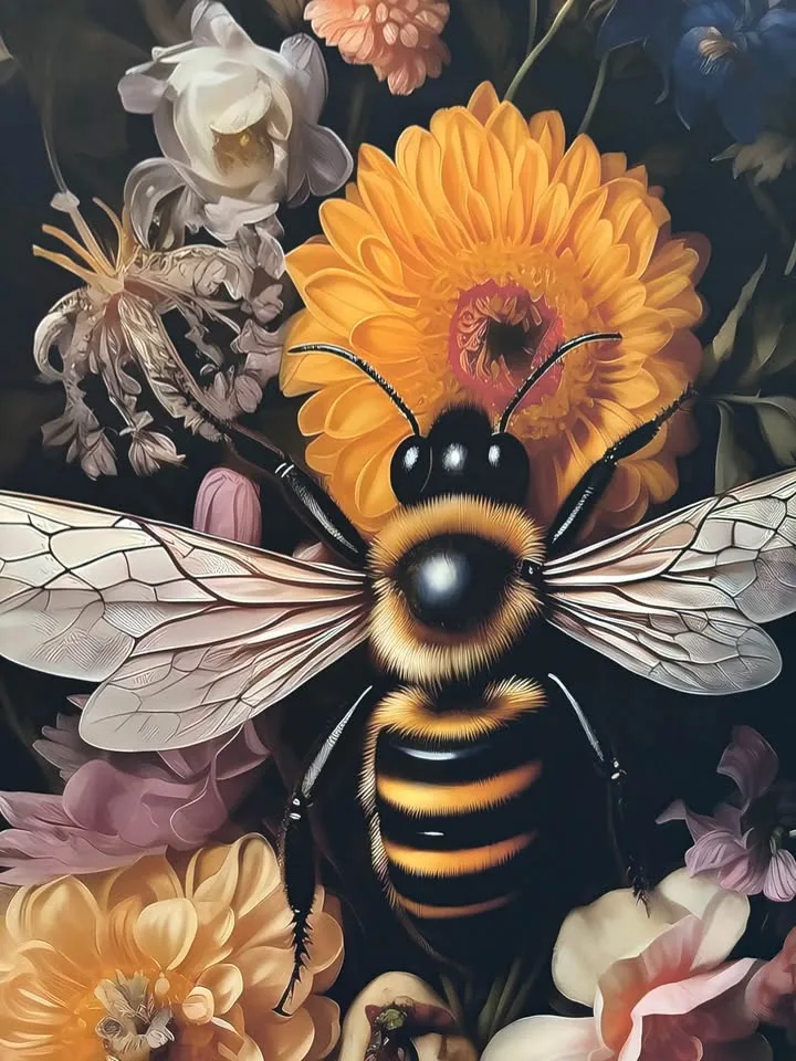 Beautiful Floral Bee Canvas Wall Art image indicator(2)