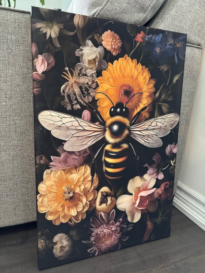 Beautiful Floral Bee Canvas Wall Art - photo 3