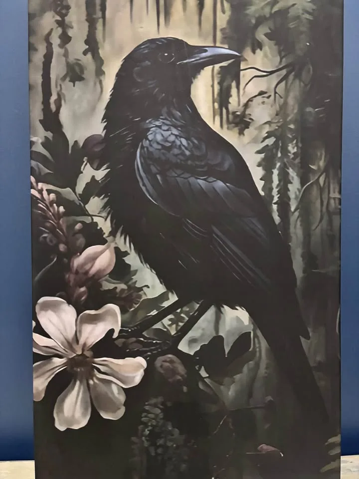 Beautiful Floral Raven Canvas image indicator(3)