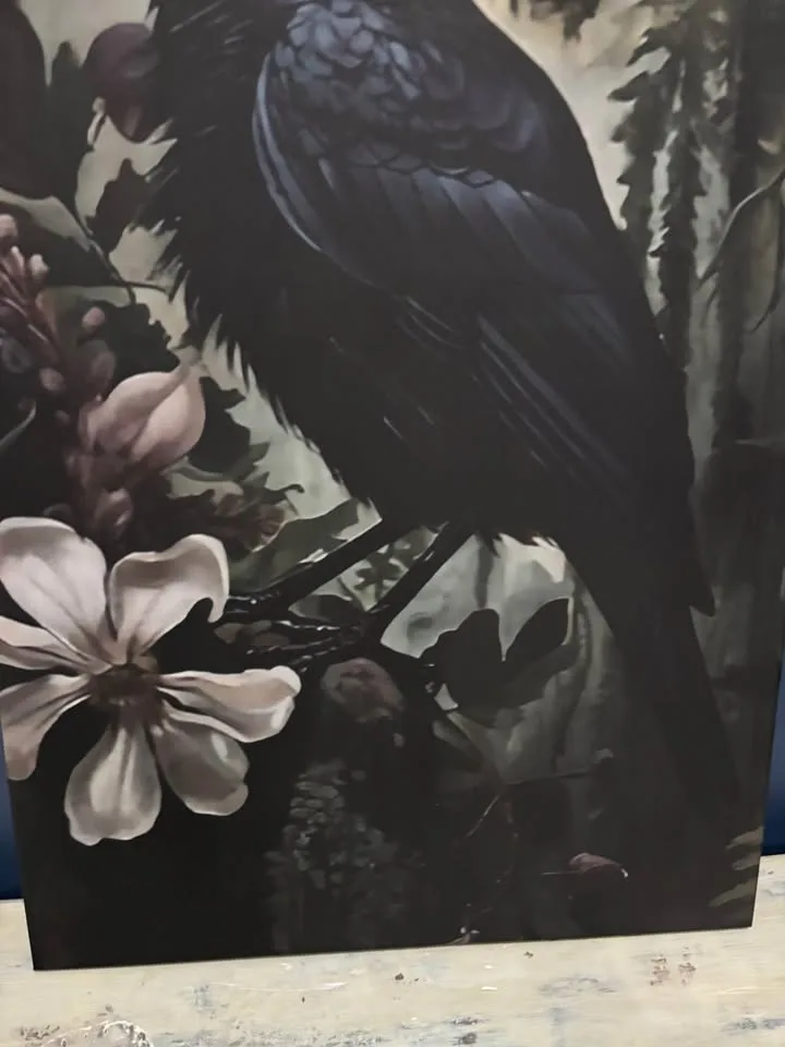 Beautiful Floral Raven Canvas image indicator(4)