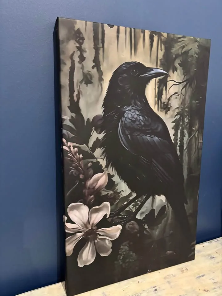 Beautiful Floral Raven Canvas image indicator(5)