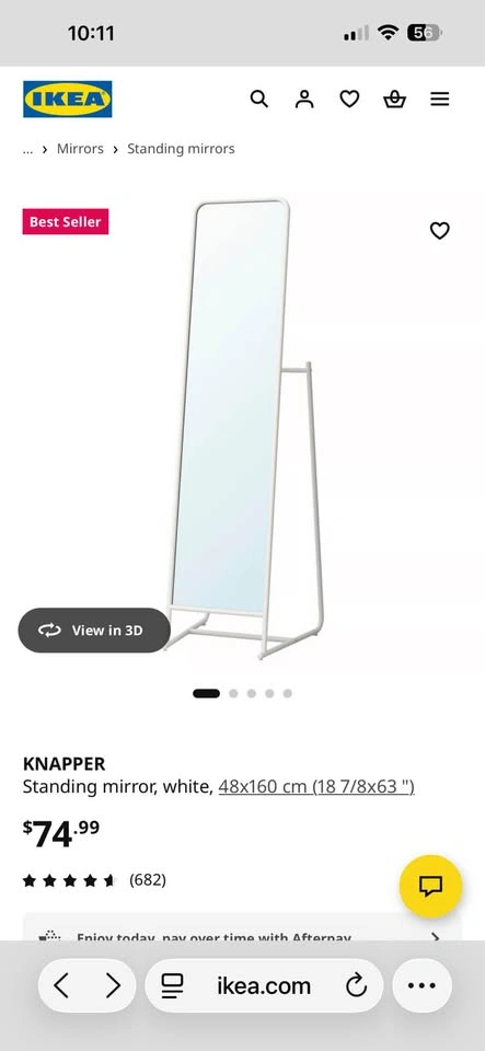 IKEA KNAPPER Full-Length Standing Mirror (White) - photo 2
