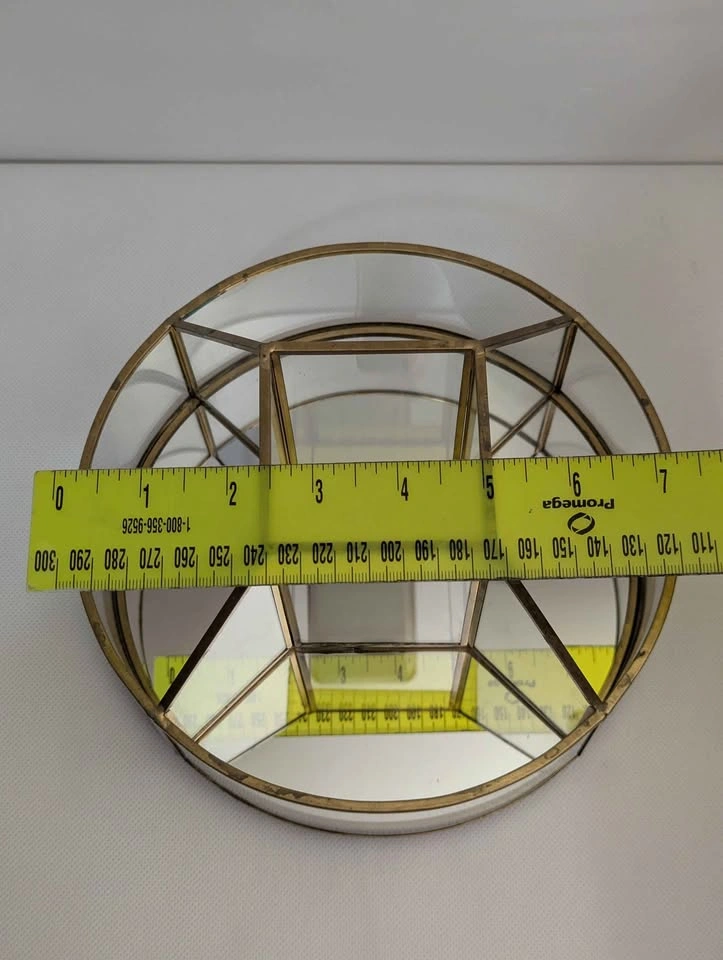 Vintage Brass and Glass Mirrored Vanity Organizer lazy susan - photo 3