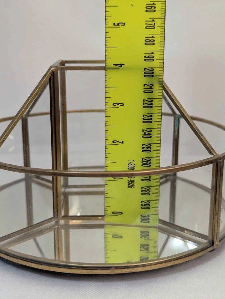 Vintage Brass and Glass Mirrored Vanity Organizer lazy susan - photo 4