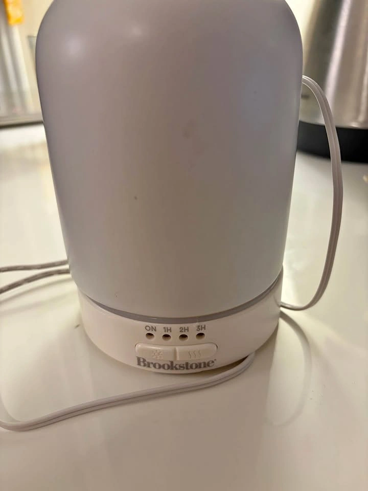 Brookstone light gray essential oil diffuser