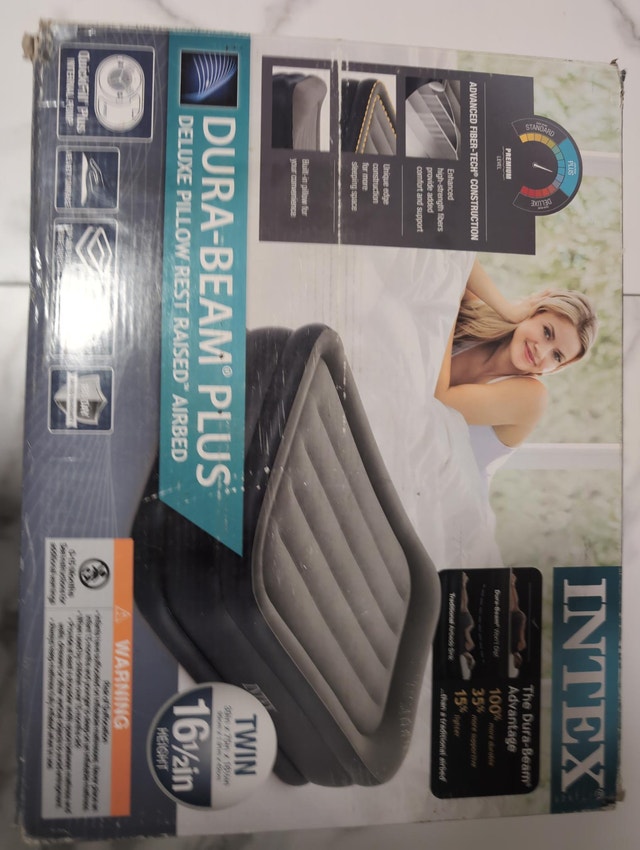 Intex Dura-Beam Plus Deluxe Twin Airbed - Raised Pillow Rest