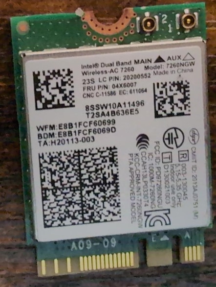 Intel Dual Band Wireless-AC 7260 (7260NGW) WiFi Card - M.2