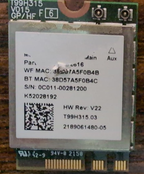 MediaTek MT7922 / AMD RZ616 WiFi 6E M.2 Card - Bluetooth 5.2