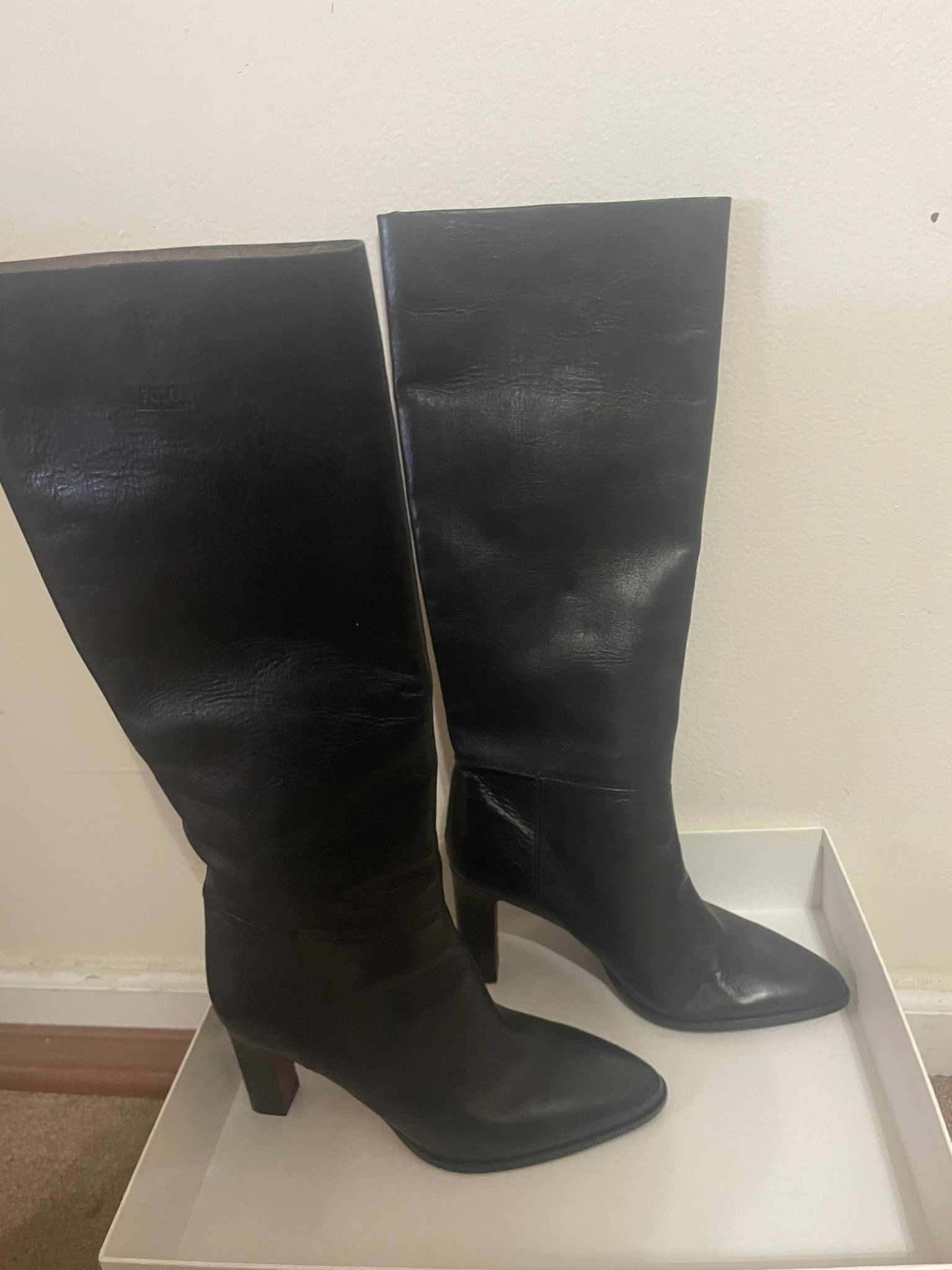 Black Leather Knee-High Boots - photo 2