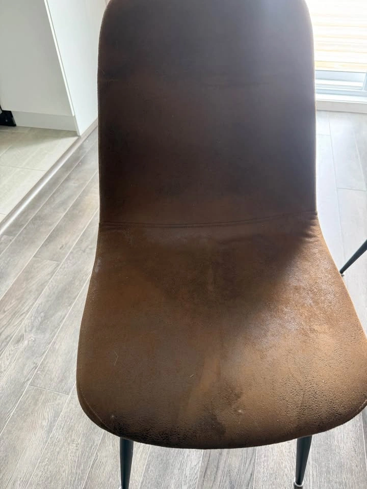 Set of 3 Brown Faux Suede Dining Chairs - photo 2