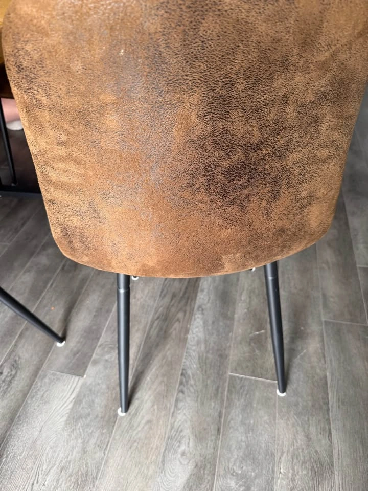 Set of 3 Brown Faux Suede Dining Chairs - photo 3