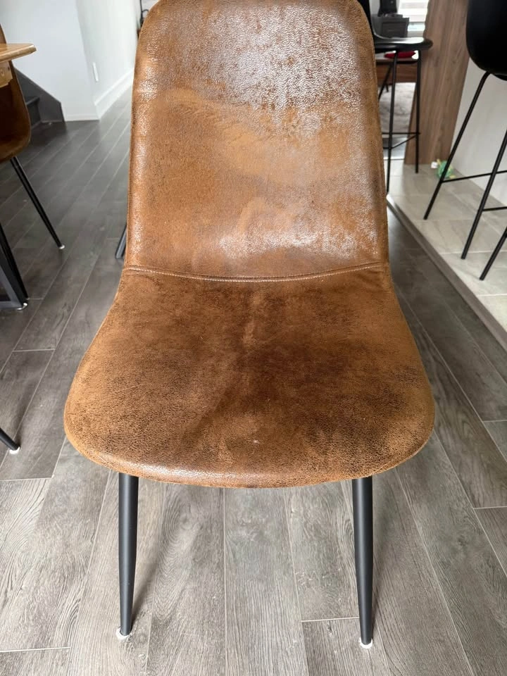 Set of 3 Brown Faux Suede Dining Chairs - photo 5