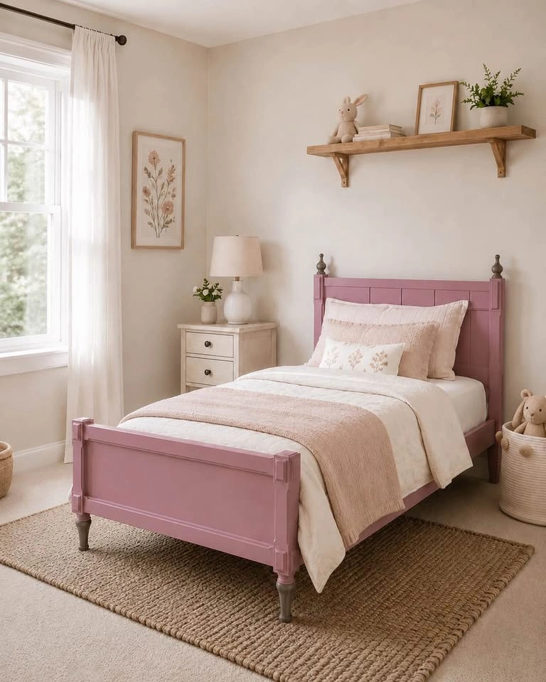 Mauve/ Deep Pink Twin Headboard and Footboard Set - photo 5