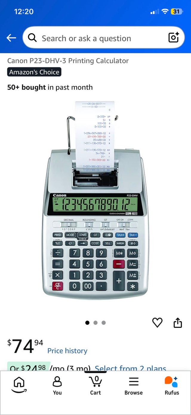 Canon P23-DH V Printing Calculator - photo 2