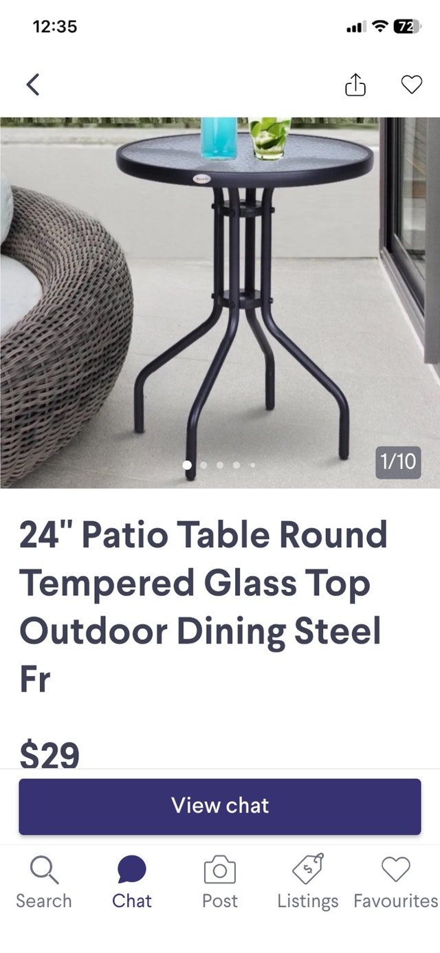 24 inch Round Tempered Glass Patio Table