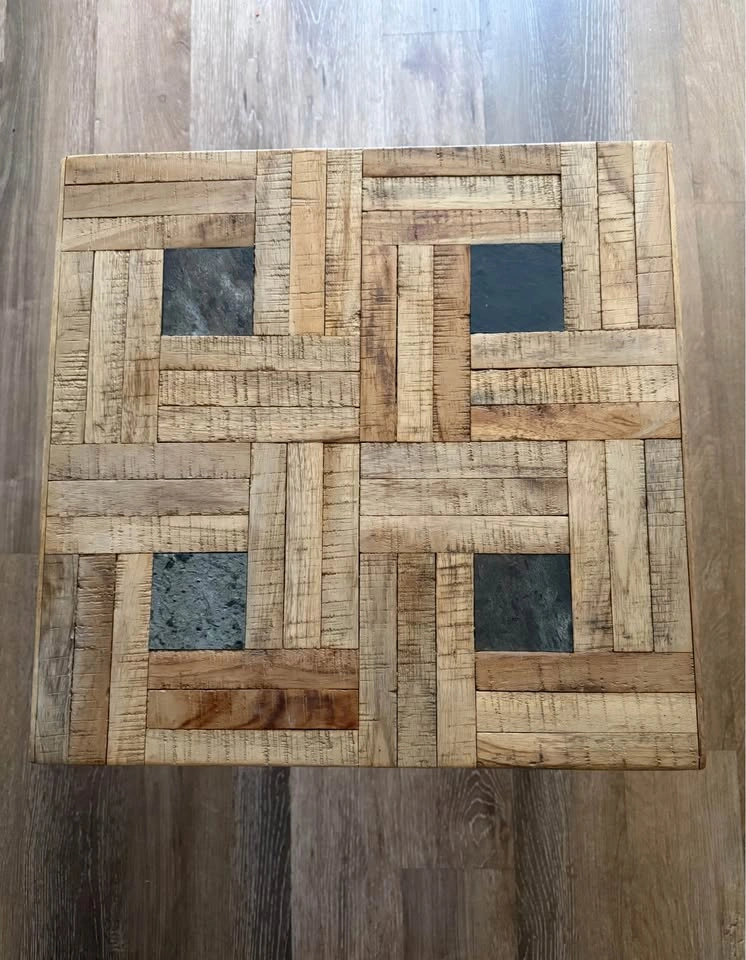 Modern Rustic Wood Side Table – Like New - photo 2