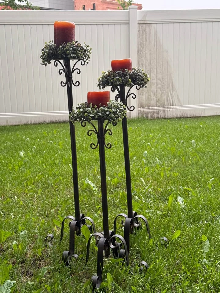 Large Decorative Metal Candle Holder Set – 3 Pieces - photo 2