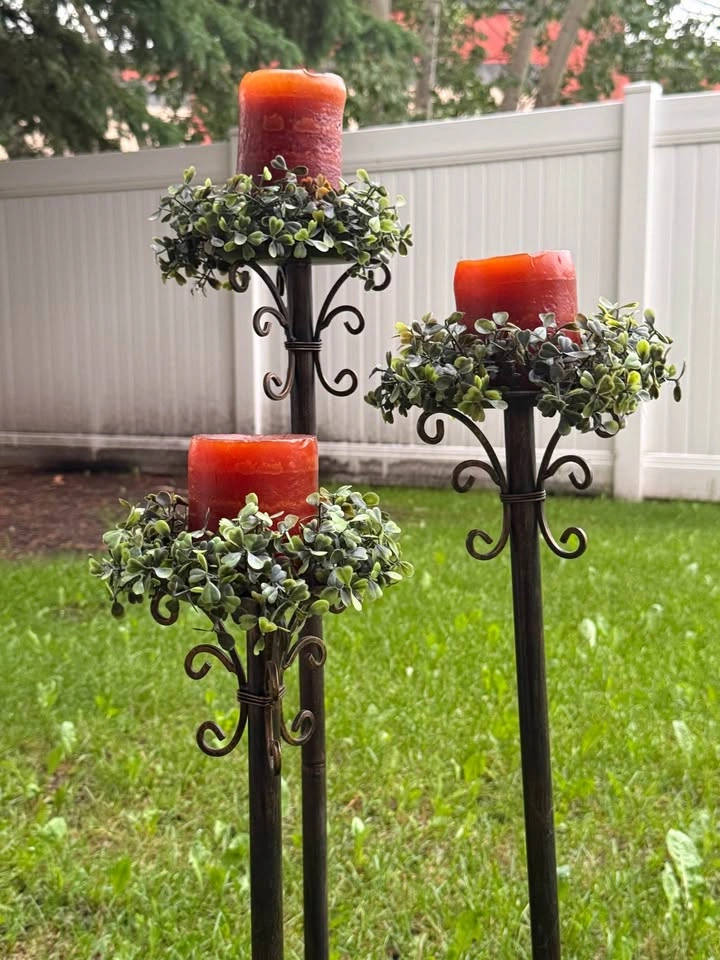 Large Decorative Metal Candle Holder Set – 3 Pieces - photo 3